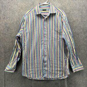 St. Croix Shirt Mens Large Multicolor Stripe Long Sleeve Button Front Casual